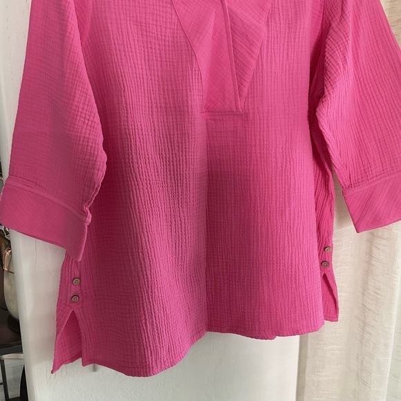 Foxcroft Raspberry Pink Tunic Top 16W - Picture 2 of 7